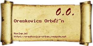 Oreskovics Orbán névjegykártya